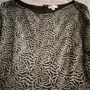 Loft Outlet Black Grey Flower Pattern Dress